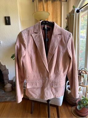 Alfani Blush Pink Suede Single-Button Blazer
